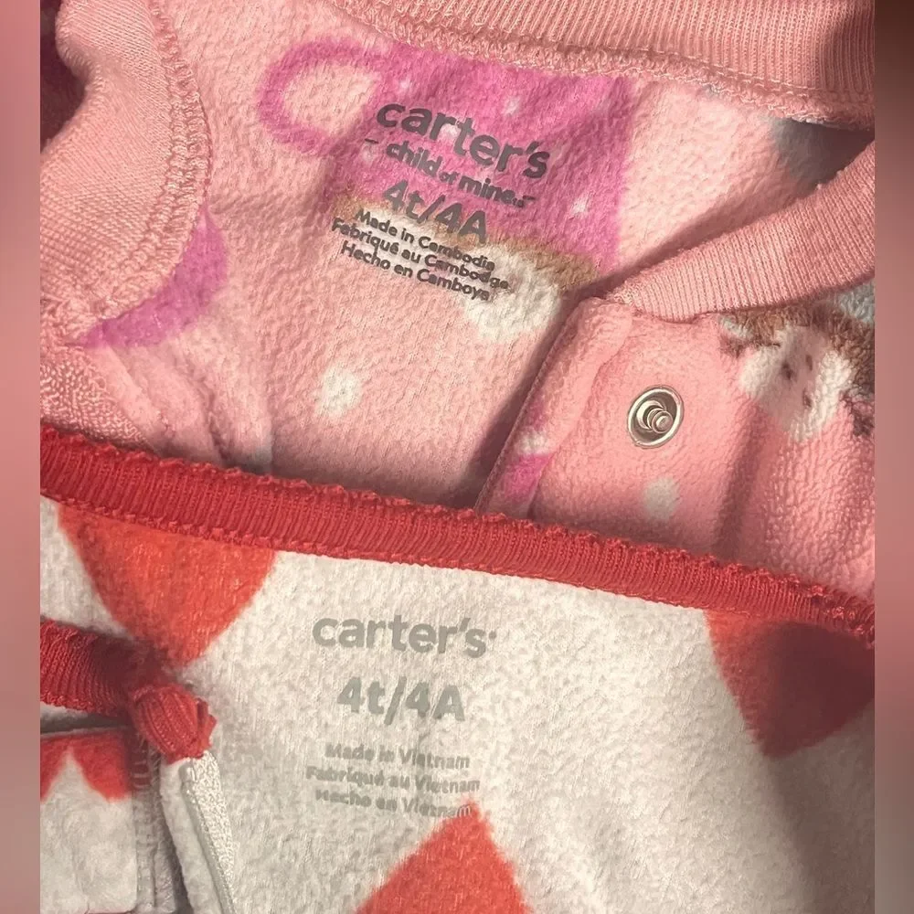 Lot Carter’s Girl Fleece Sleeper Footed Pajama Sz 4 / 4T